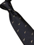 navy tie with embroidered New Zealand feather silver fern design