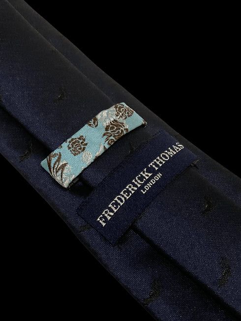 navy dark blue tie with spooky Halloween bat design
