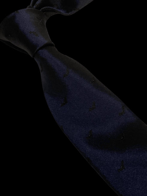 navy dark blue tie with spooky Halloween bat design