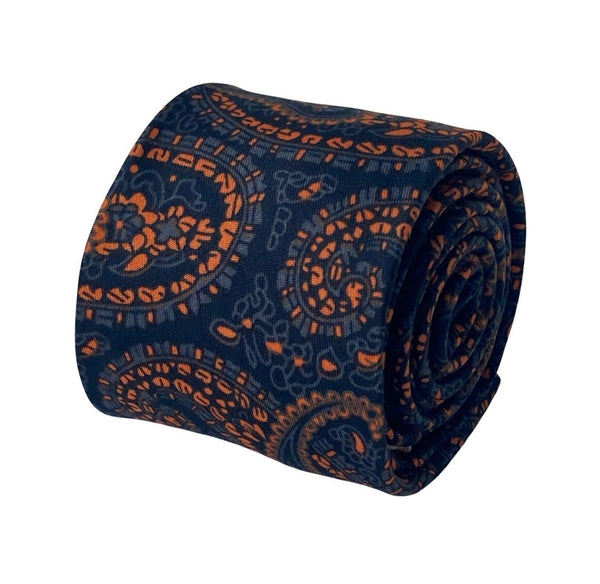 black & orange paisley 100% cotton tie