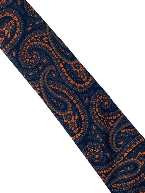 black & orange paisley 100% cotton tie