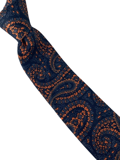 black & orange paisley 100% cotton tie