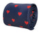 navy mens tie with red love heart quirky design