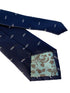 navy mens tie with NASCAR racing car quirky design
