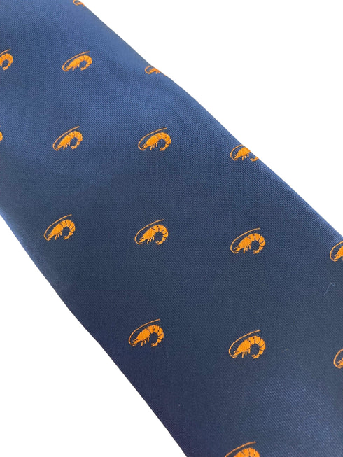 navy mens tie with prawn shellfish quirky design