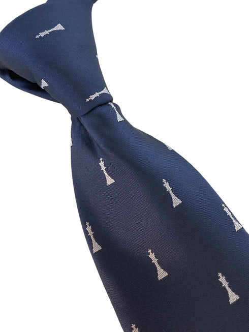 navy mens tie with chess piece quirky design