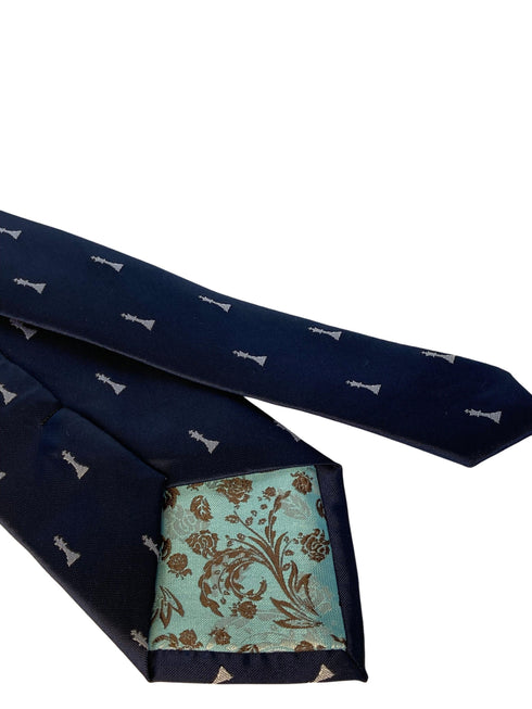 navy mens tie with chess piece quirky design
