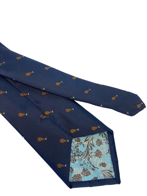 navy mens tie with chicken drumstick quirky design