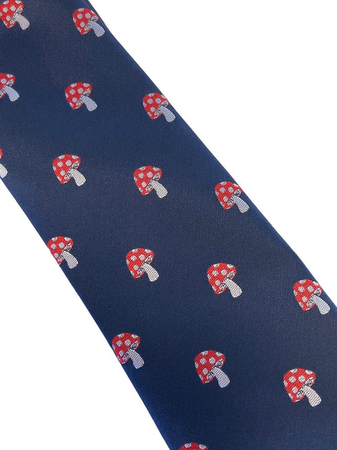 navy mens tie with toadstool design