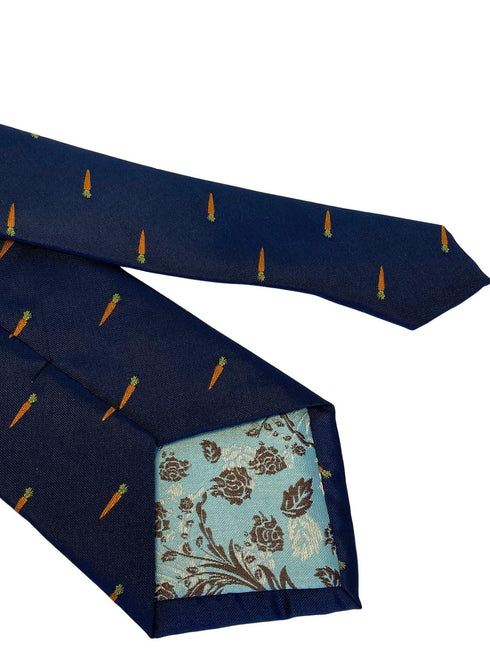 navy mens tie with carrot design