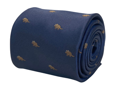 navy mens tie with triceratops dinosaur design