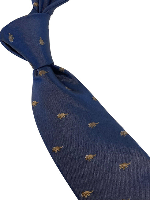 navy mens tie with triceratops dinosaur design
