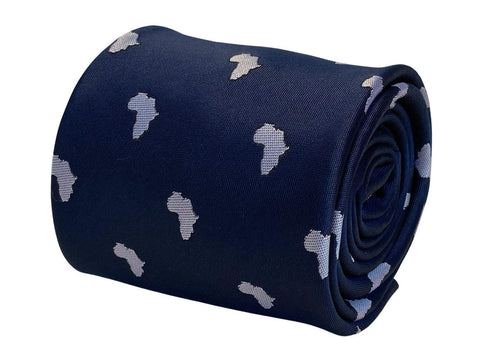 navy mens tie with africa outline design