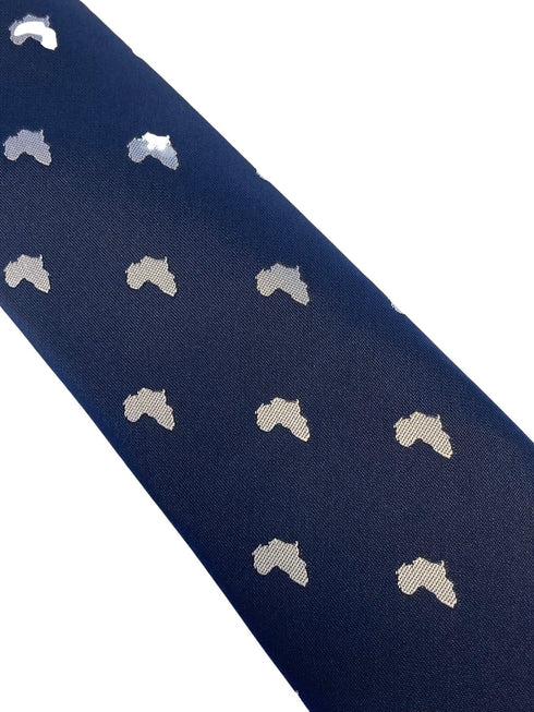 navy mens tie with africa outline design