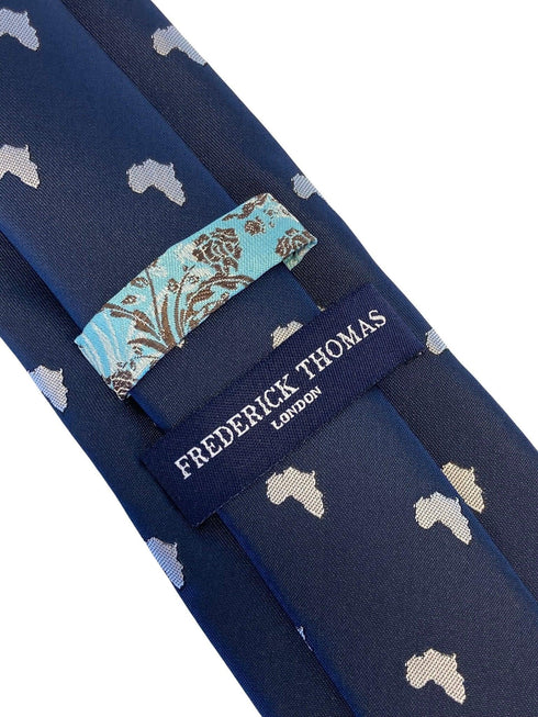 navy mens tie with africa outline design