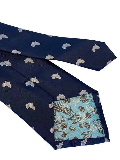 navy mens tie with africa outline design