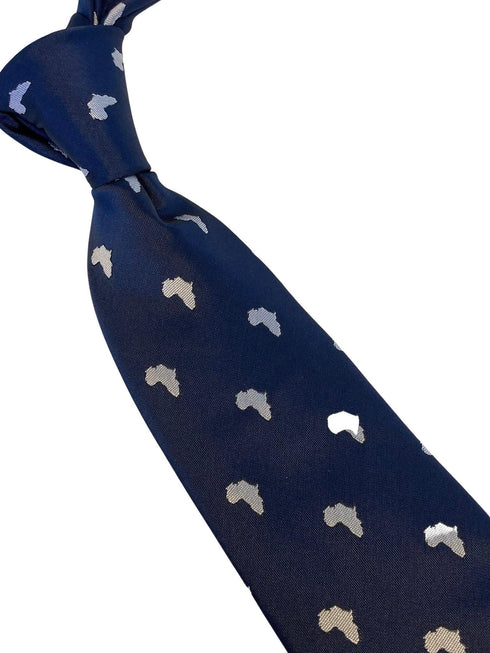 navy mens tie with africa outline design