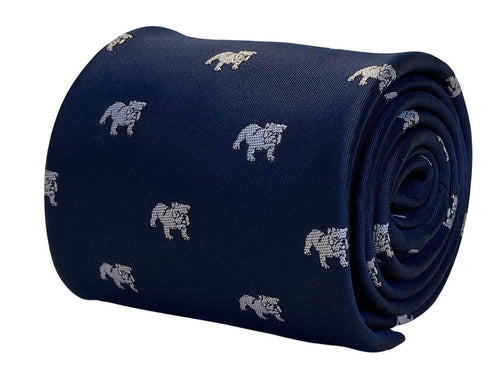 navy mens tie with british bulldog design