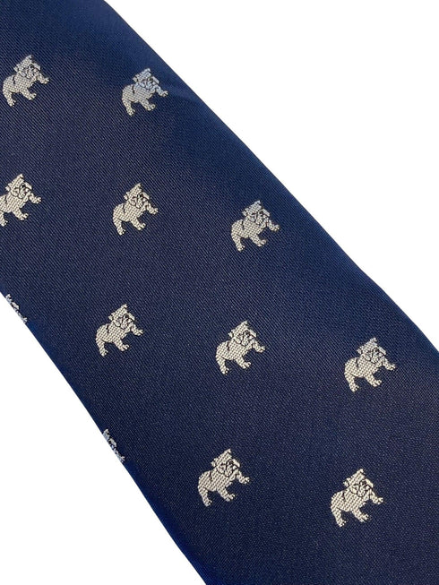 navy mens tie with british bulldog design