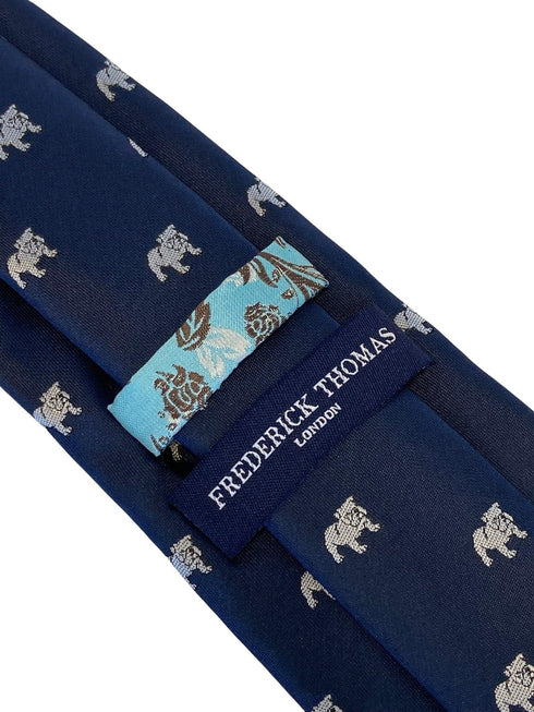 navy mens tie with british bulldog design