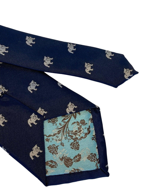 navy mens tie with british bulldog design