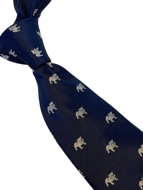 navy mens tie with british bulldog design