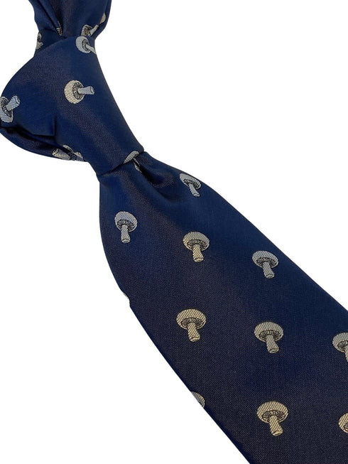 navy mens tie with mushroom design