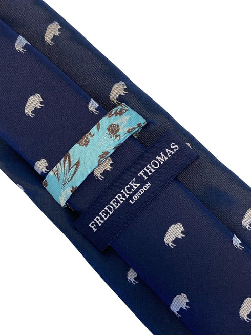 navy mens tie with buffalo design