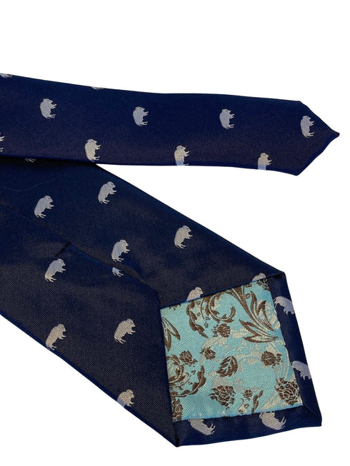 navy mens tie with buffalo design