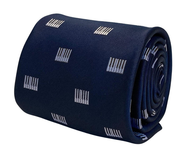 navy mens tie with piano keys design