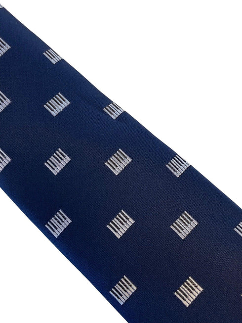 navy mens tie with piano keys design