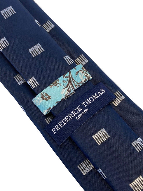 navy mens tie with piano keys design