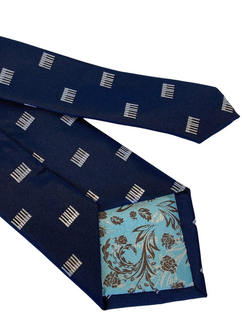 navy mens tie with piano keys design