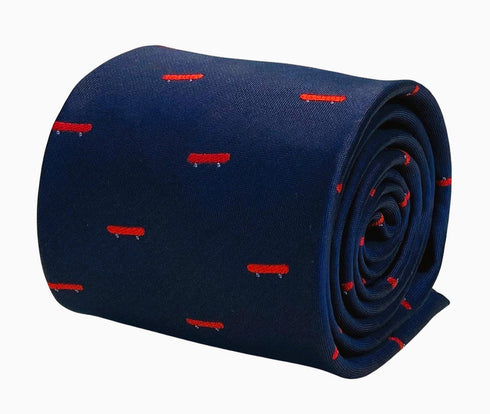 navy mens tie with skateboard design
