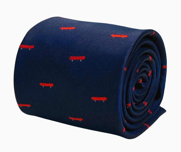 navy mens tie with skateboard design
