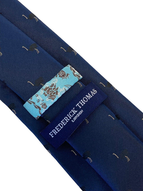 navy mens tie with ostrich bird design