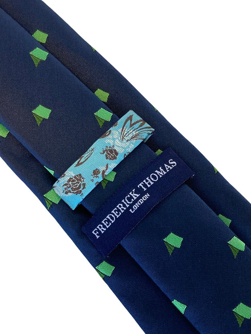 navy mens tie with camping tent design