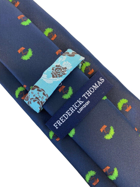 navy mens tie with bonsai tree design