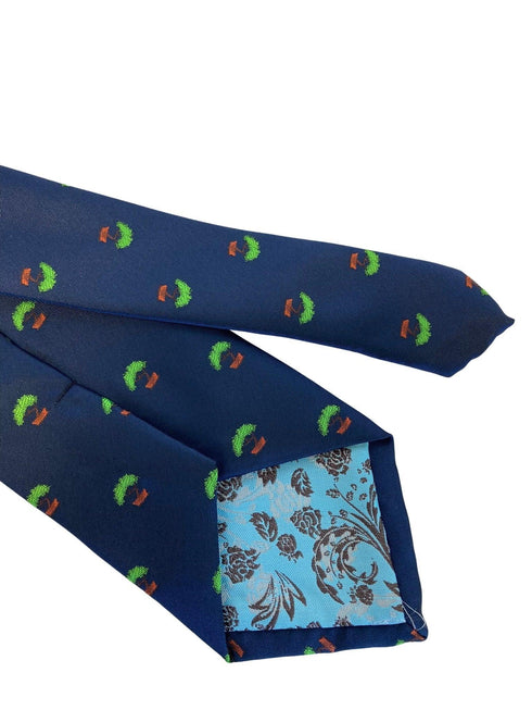 navy mens tie with bonsai tree design