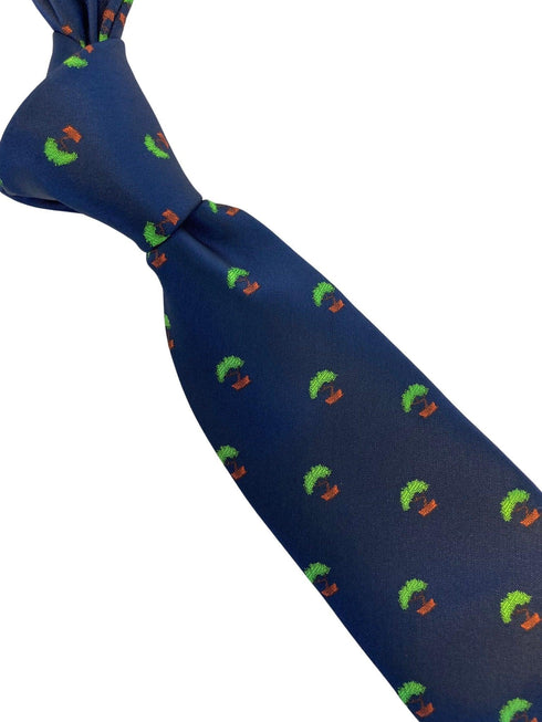 navy mens tie with bonsai tree design