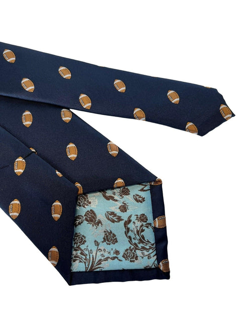 navy mens tie with american football design