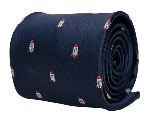 navy mens tie with NASA rocket design