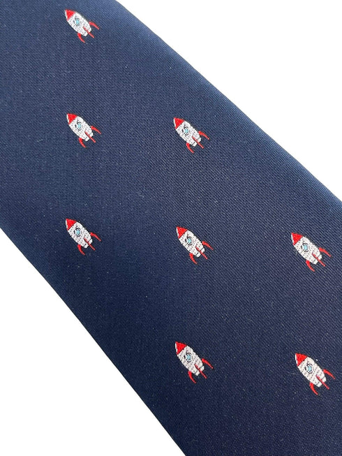 navy mens tie with NASA rocket design