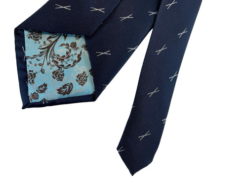 navy mens tie with drum sticks quirky design
