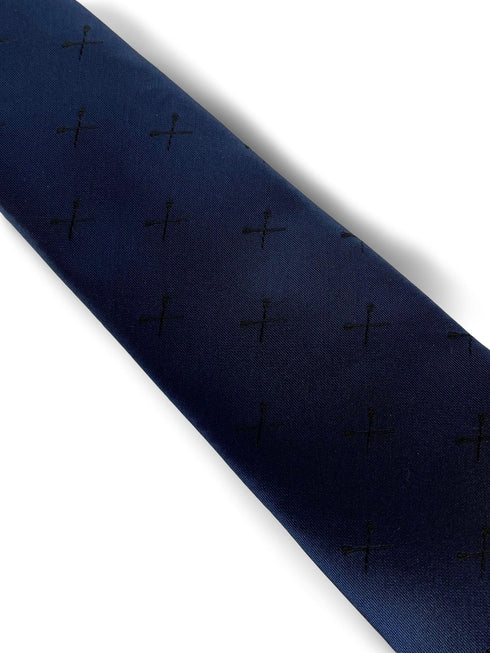 navy mens tie with lacrosse oars sticks design