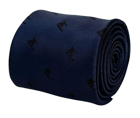 navy mens tie with snowboard-er design