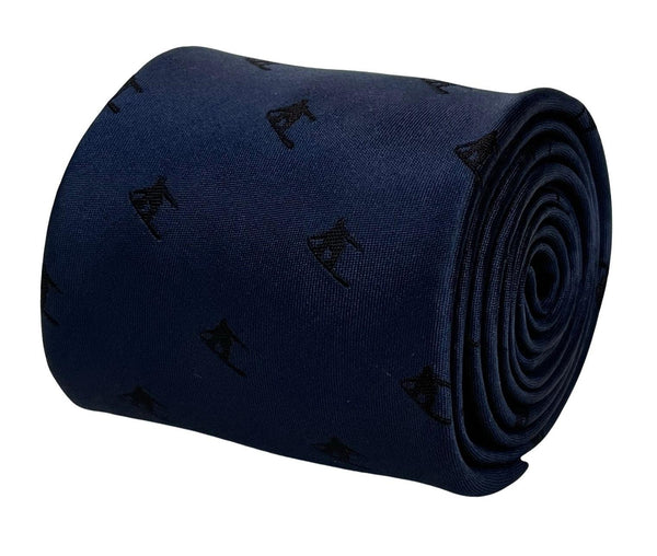 navy mens tie with snowboard-er design