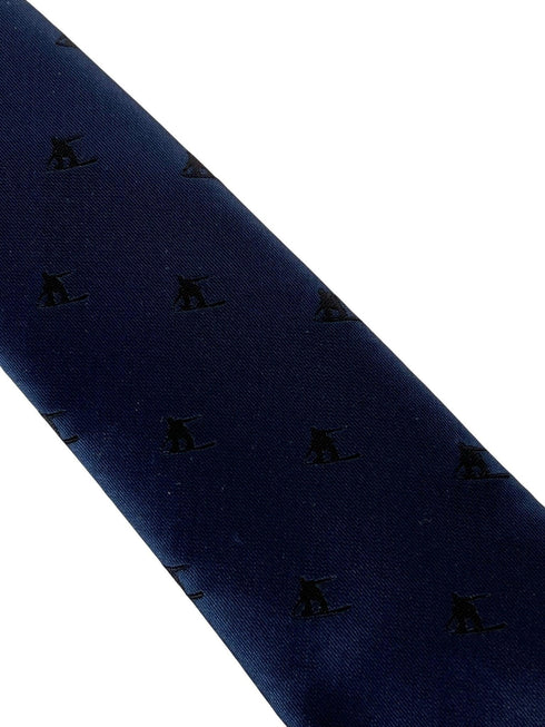 navy mens tie with snowboard-er design
