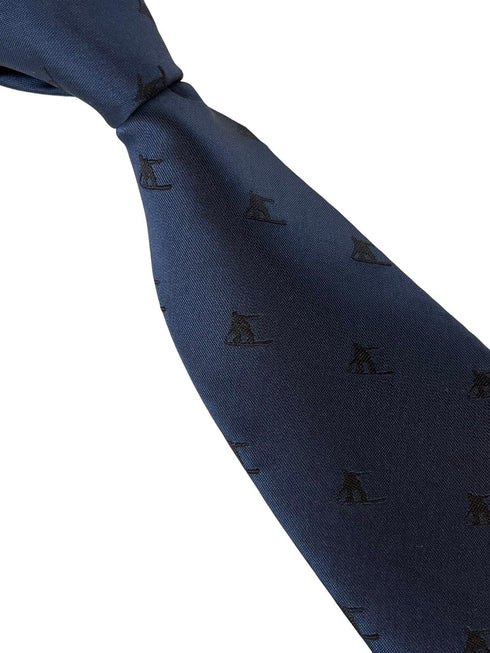 navy mens tie with snowboard-er design