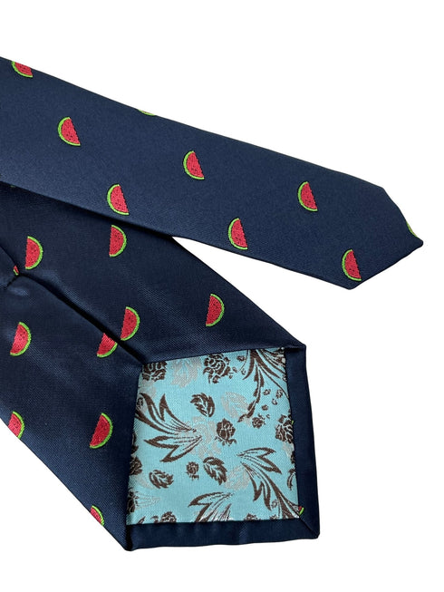 navy mens tie with watermelon slice design